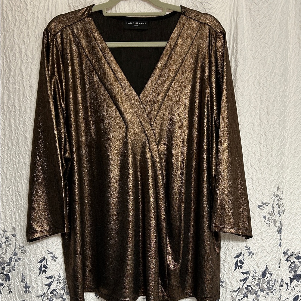 Lane Bryant Shimmering Bronze Blouse